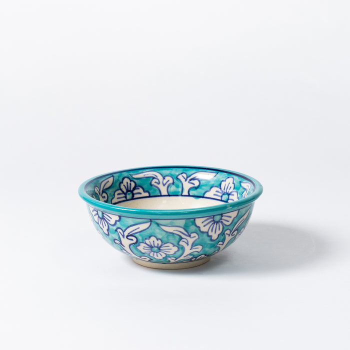 Small Round Bowl  - Floral Teal