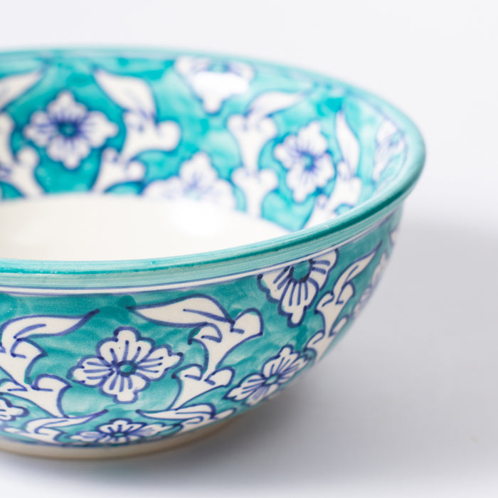 Small Round Bowl  - Floral Teal