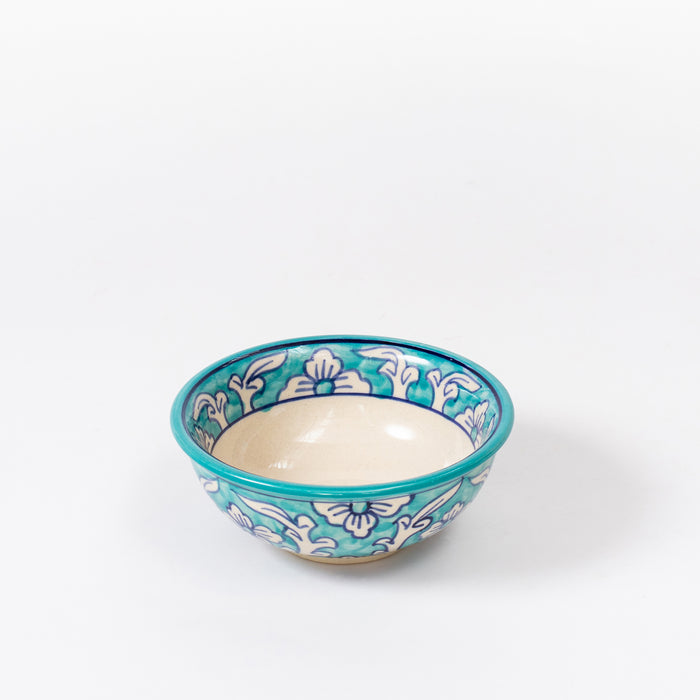 Small Round Bowl  - Floral Teal