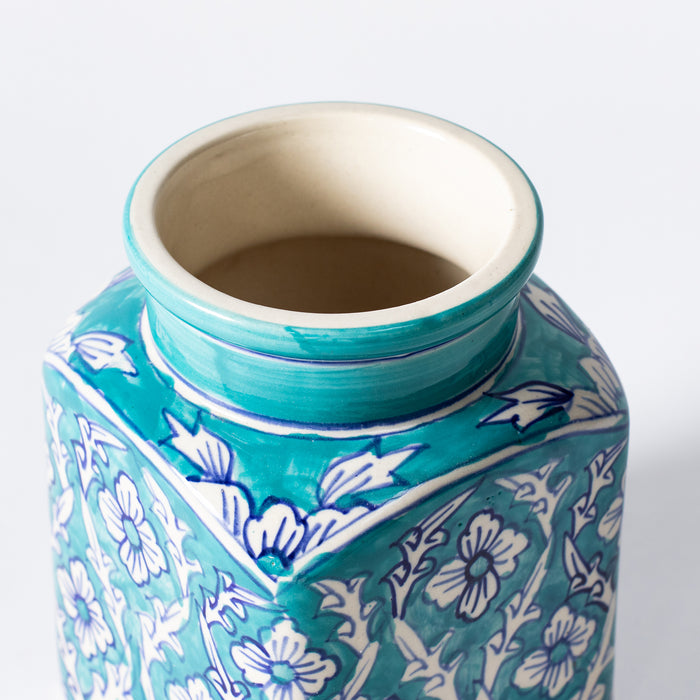 Small Storage Jar  - Floral Teal