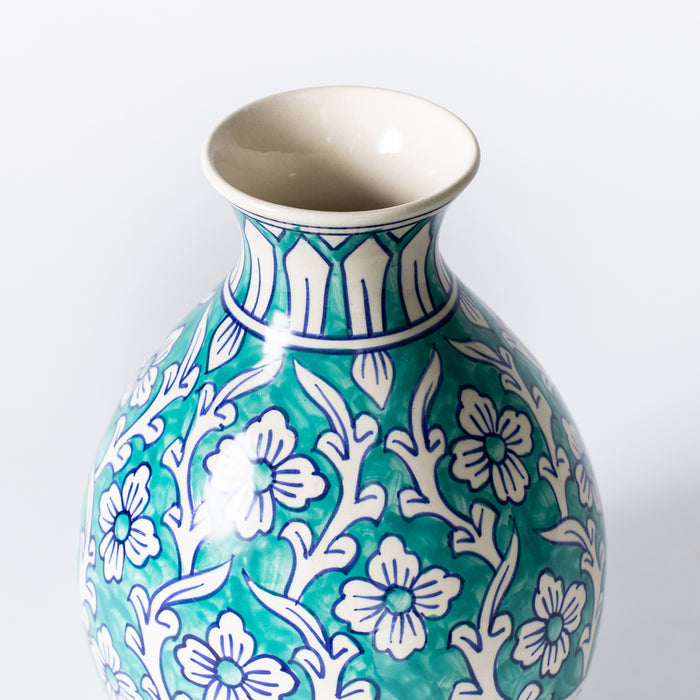 Large Vase  - Floral Teal