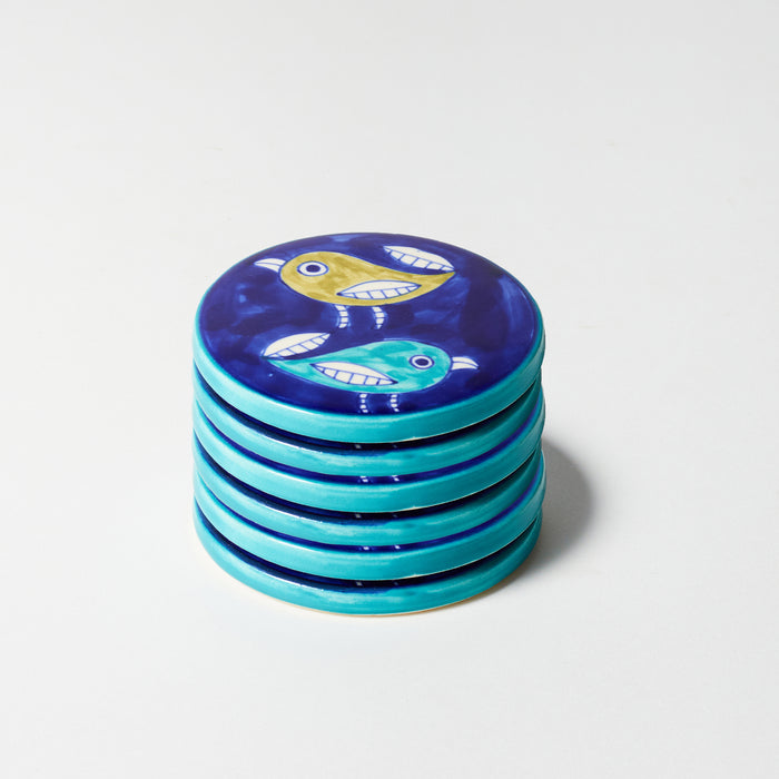 Set of Six Blue Coasters