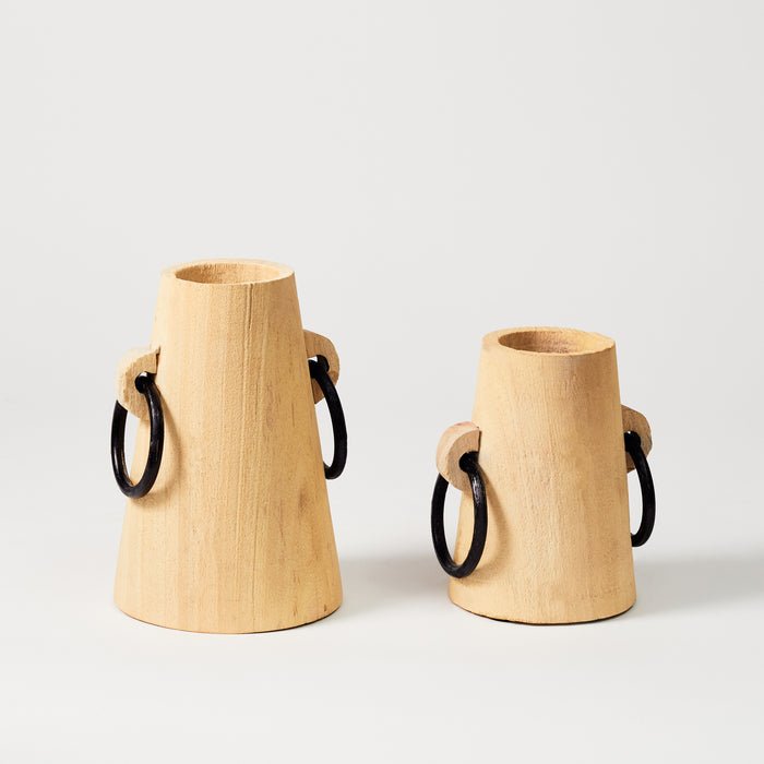 Set of 2 Natural Wooden Milk Pots