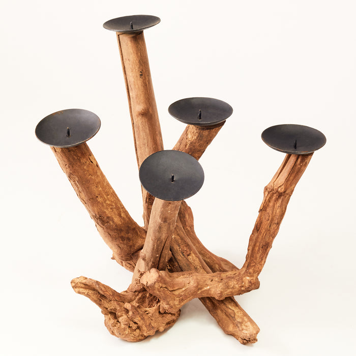 Driftwood Five Candleholders