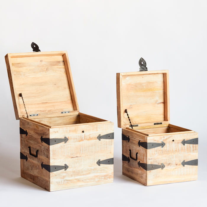 Set/2 Cube Chests-Distressed White