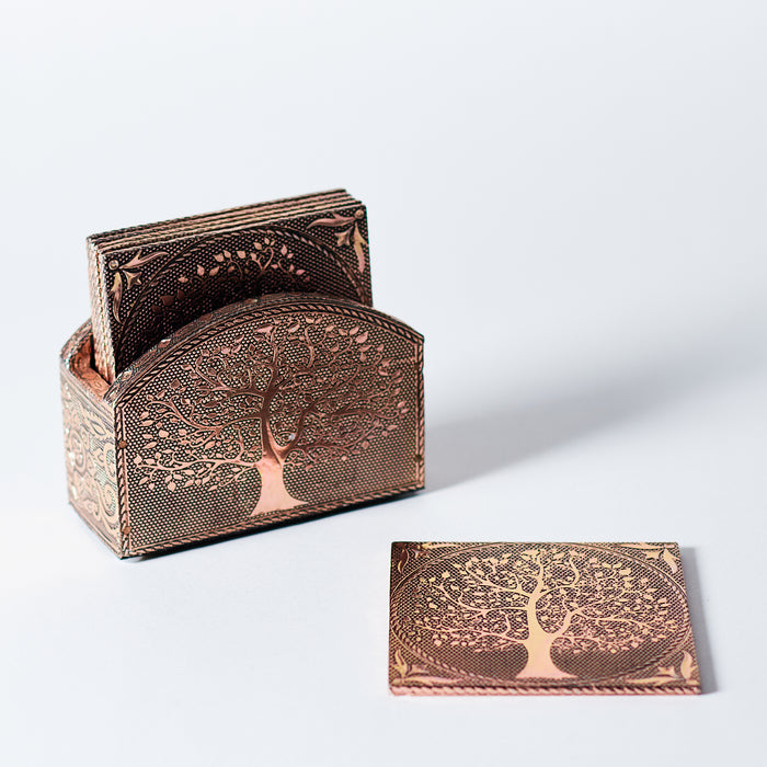 Set 6 Coasters & Stand - Copper