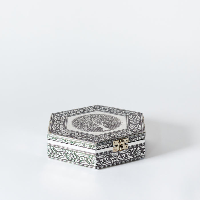 Sm.Hexagonal Jewellery Box-Silver