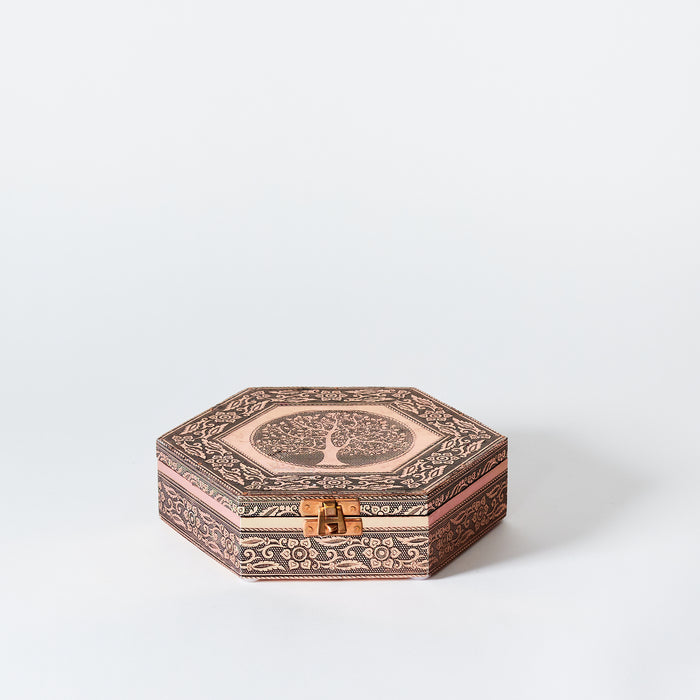 Sm.Hexagonal Jewellery Box-Copper