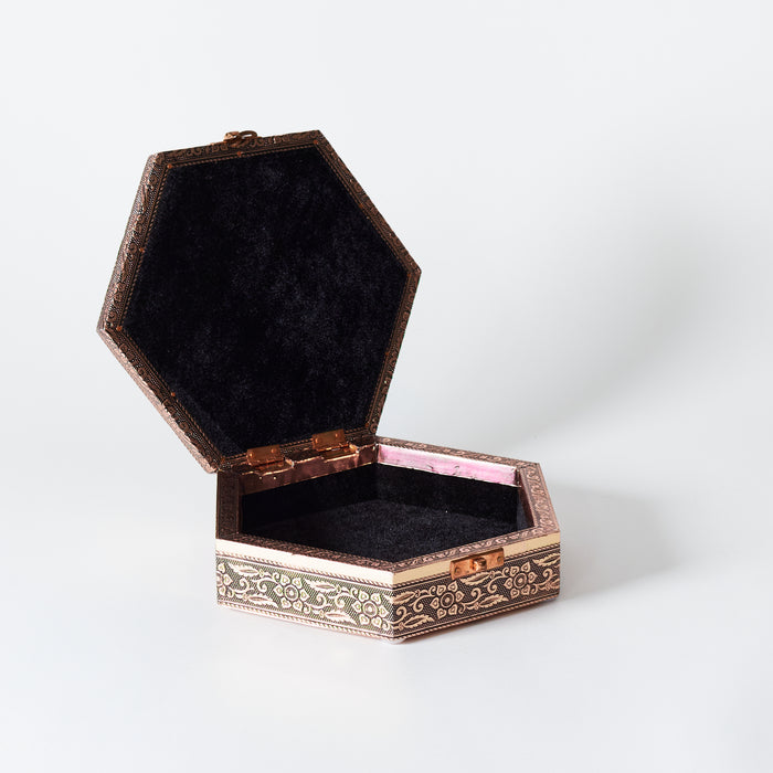 Sm.Hexagonal Jewellery Box-Copper