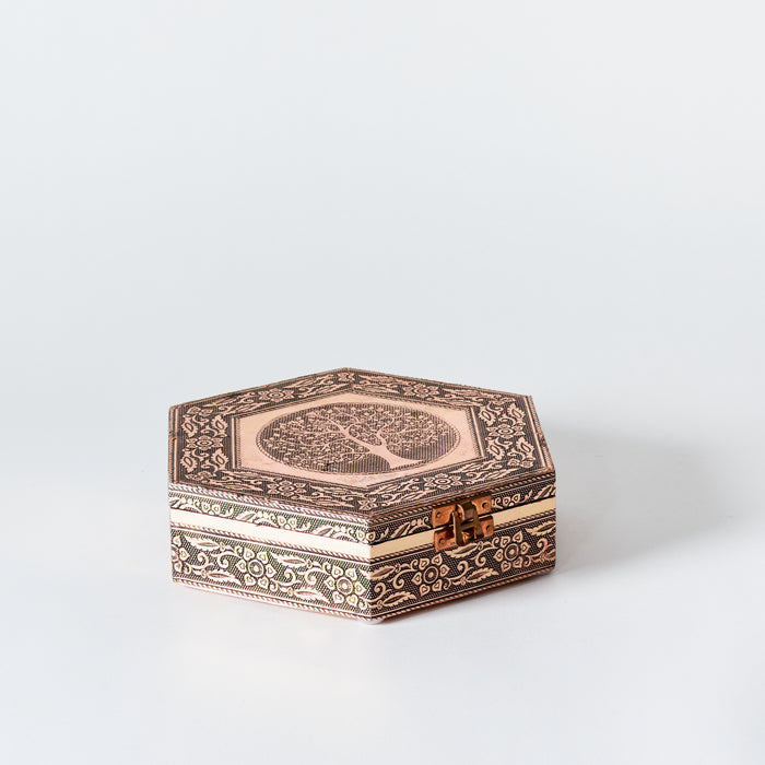 Sm.Hexagonal Jewellery Box-Copper