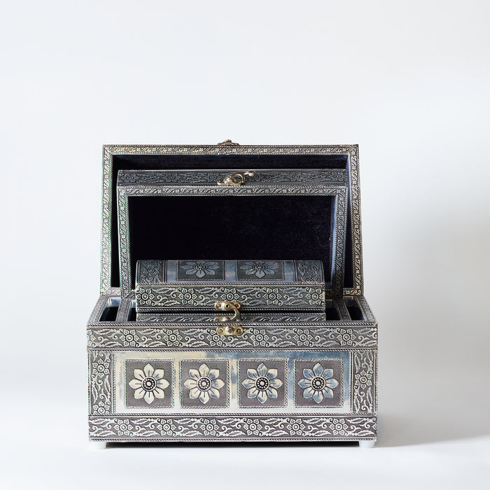 Set of 3 Jewellery Chests - Silver