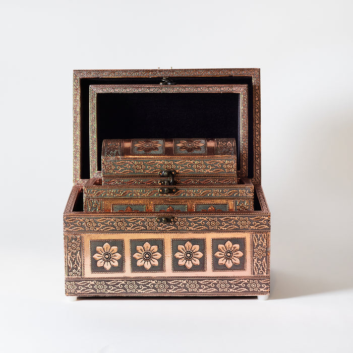 Set of 3 Jewellery Chests - Copper