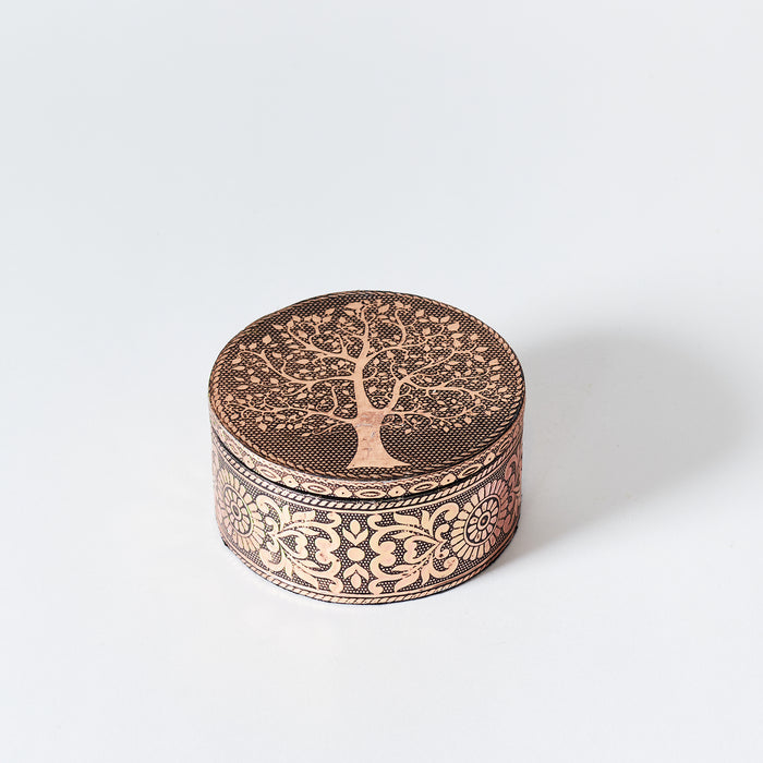 Rnd.Lidded Tree of Life Box-Copper