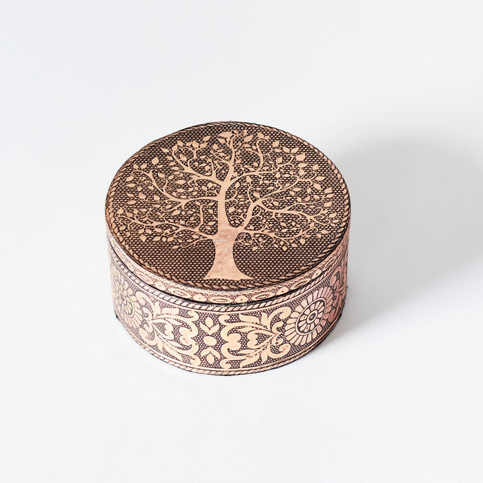 Rnd.Lidded Tree of Life Box-Copper