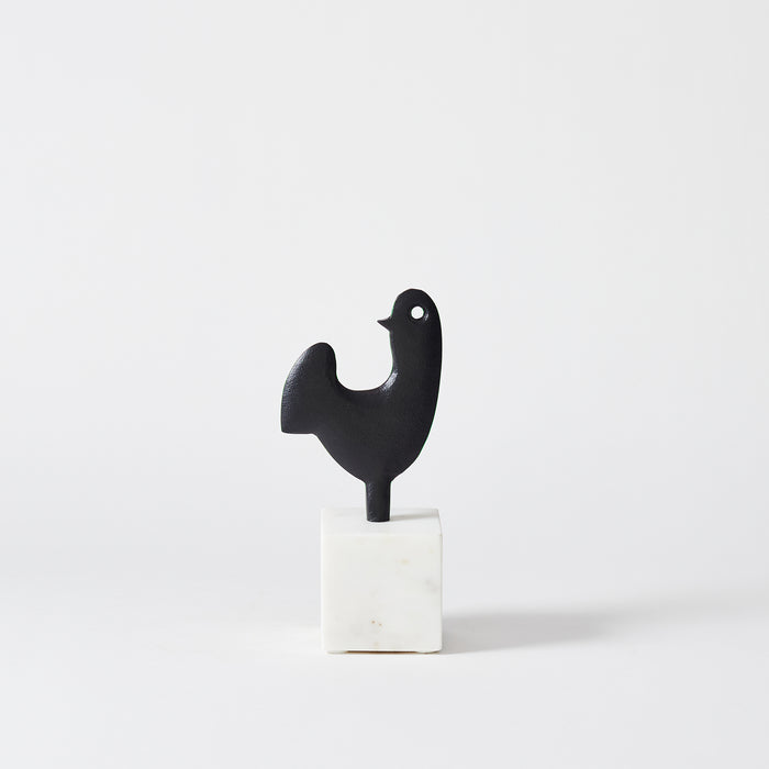 Cock Bird on Plinth - Matt Black