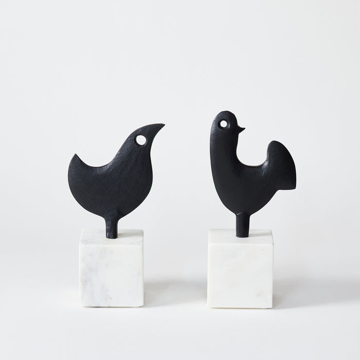 Cock Bird on Plinth - Matt Black