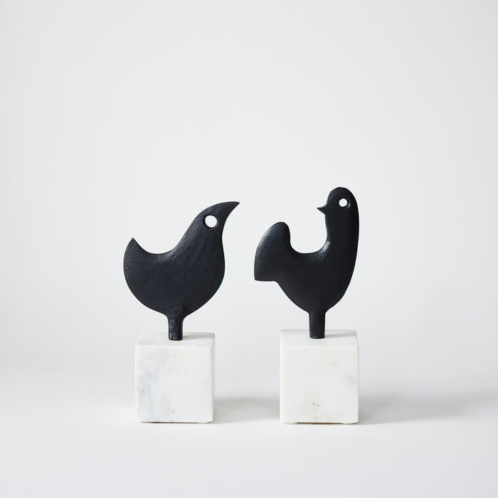 Cock Bird on Plinth - Matt Black