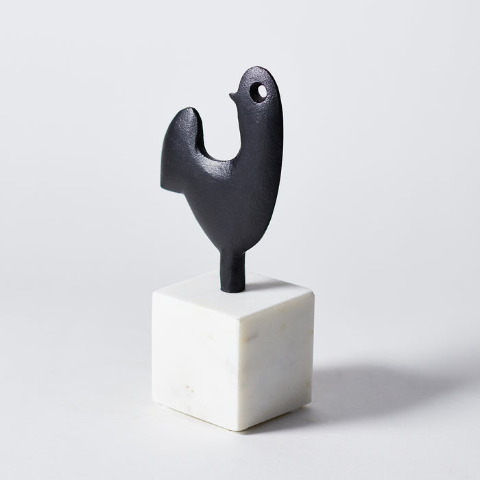 Cock Bird on Plinth - Matt Black