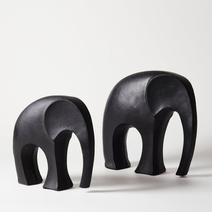 Small Standing Elephant-Matt Black