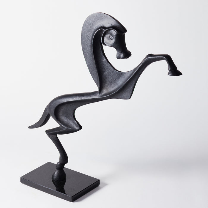 Lg.Prancing Horse/Plinth-Mt.Black