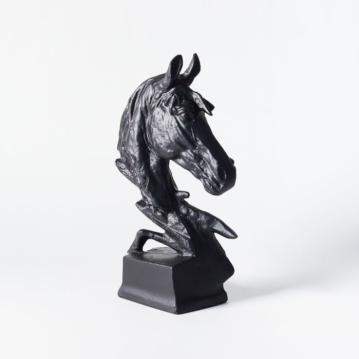 Horses Head on Plinth - Matt Black