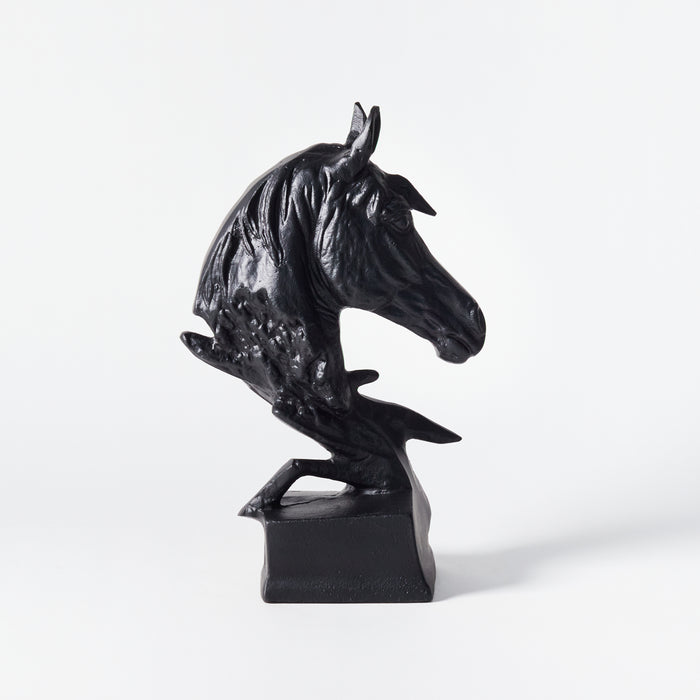 Horses Head on Plinth - Matt Black