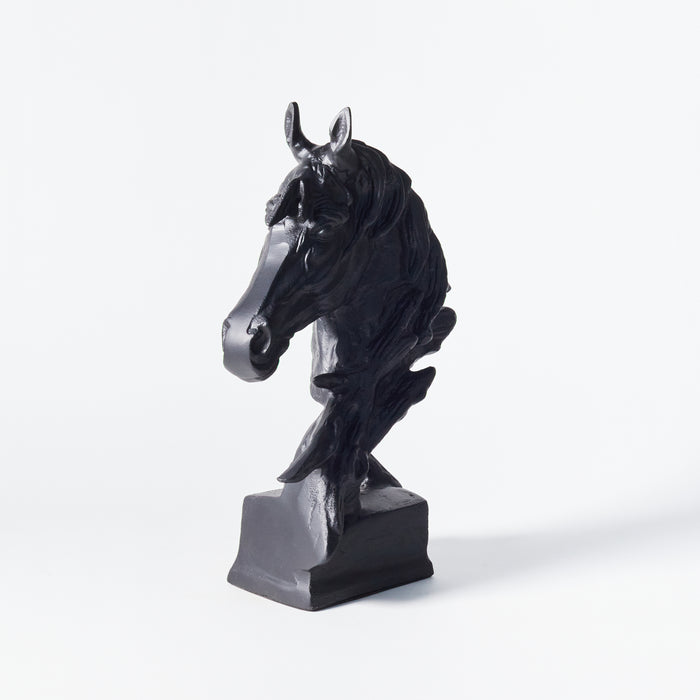 Horses Head on Plinth - Matt Black