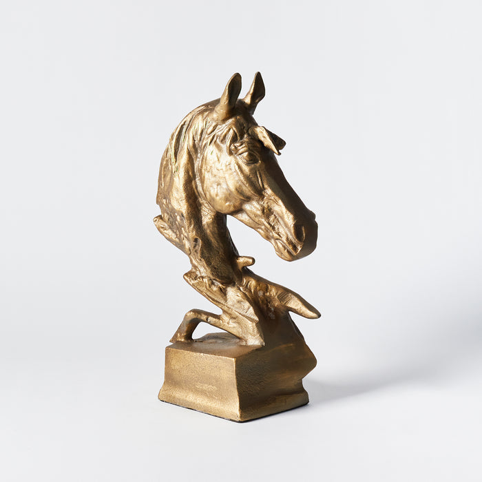 Horses Head/Plinth-Antique Brass