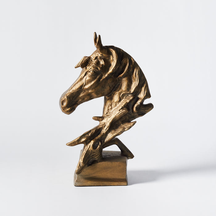 Horses Head/Plinth-Antique Brass