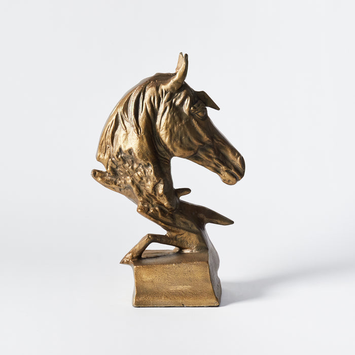 Horses Head/Plinth-Antique Brass