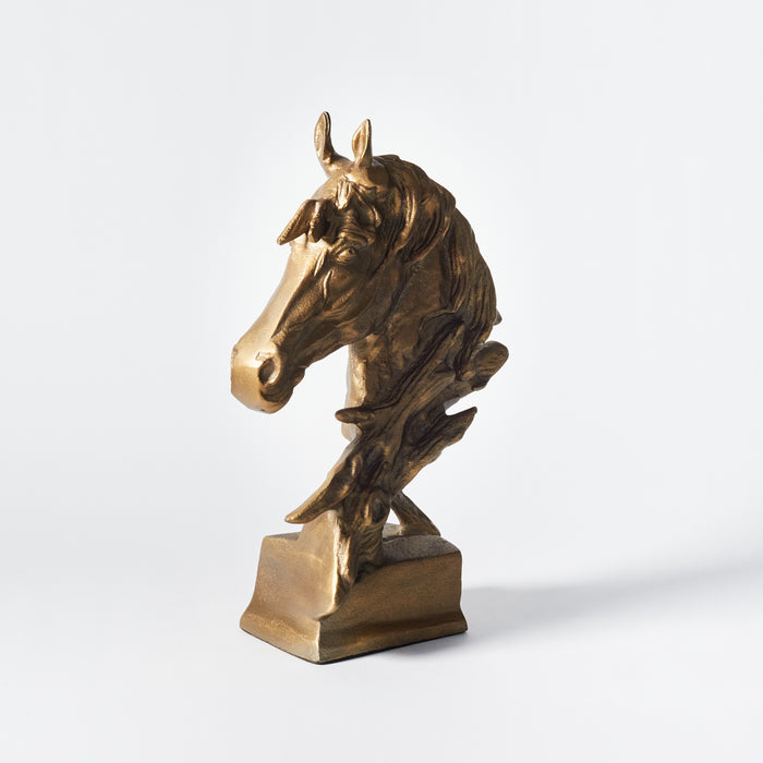 Horses Head/Plinth-Antique Brass