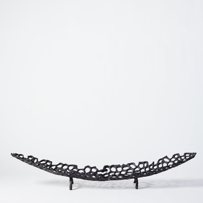 Giant Holed Oval Dish - Matt Black