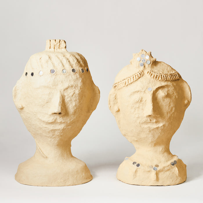 Set of Two Papier Mache Busts