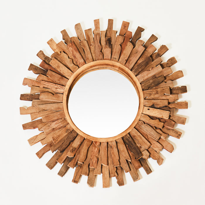 Sunburst Wooden Mirror