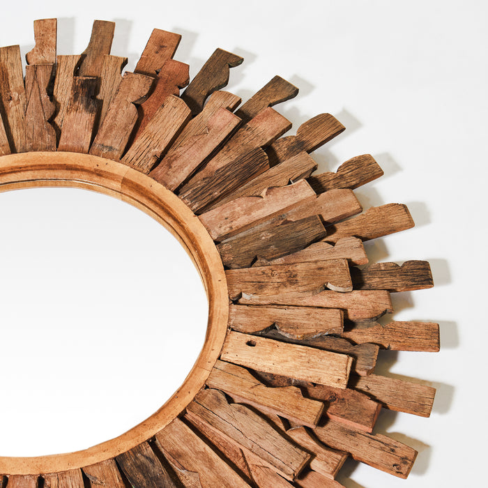 Sunburst Wooden Mirror