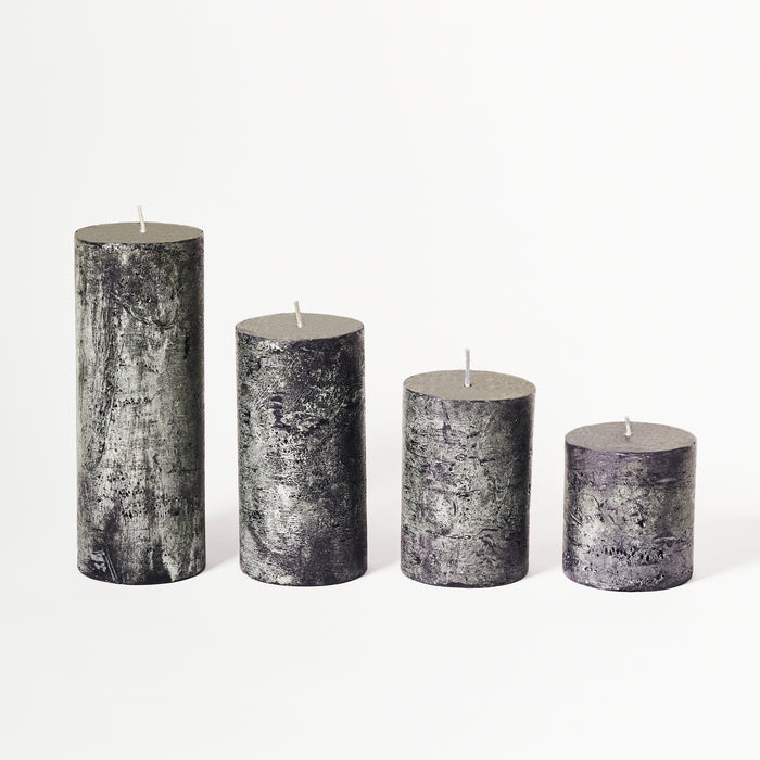 Medium Pillar Candle - Silver