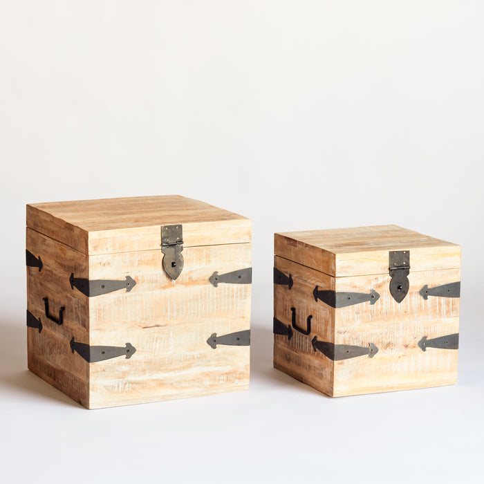 Set/2 Cube Chests-Distressed White