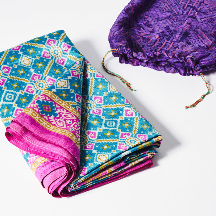 Vintage Sari in a Drawstring Bag
