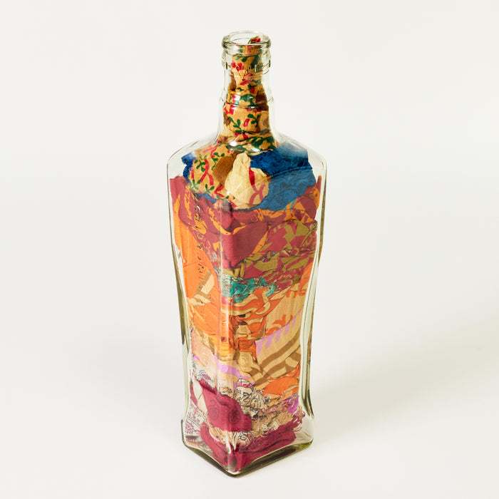 Glass Bottle with Fabrics