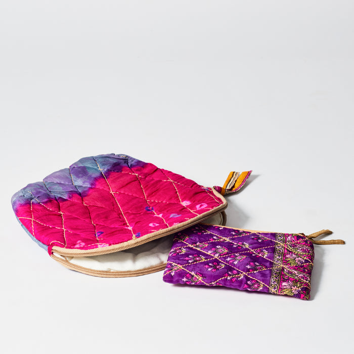Vintage Sari Quilted Pouch