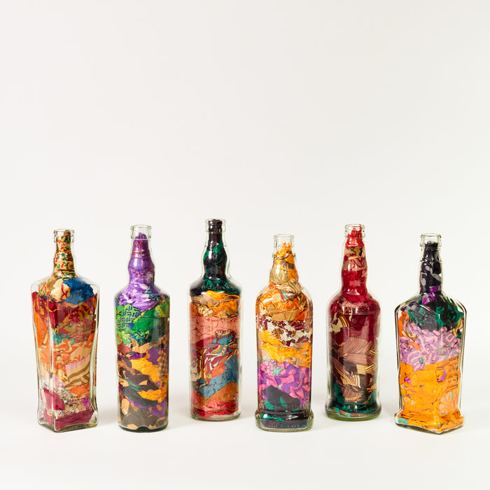 Glass Bottle with Fabrics