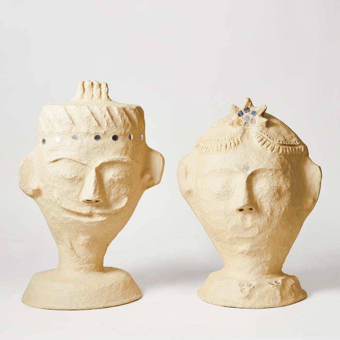 Set of Two Papier Mache Busts