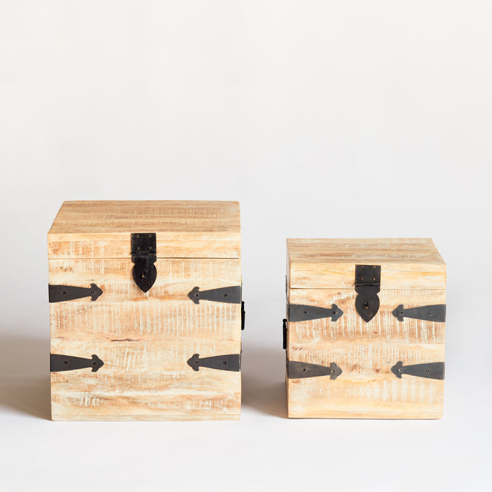 Set/2 Cube Chests-Distressed White