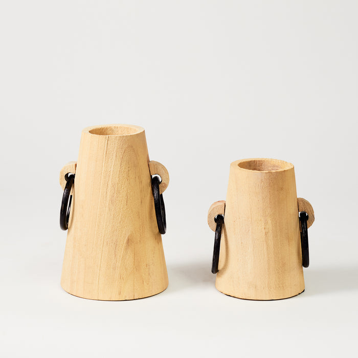 Set of 2 Natural Wooden Milk Pots