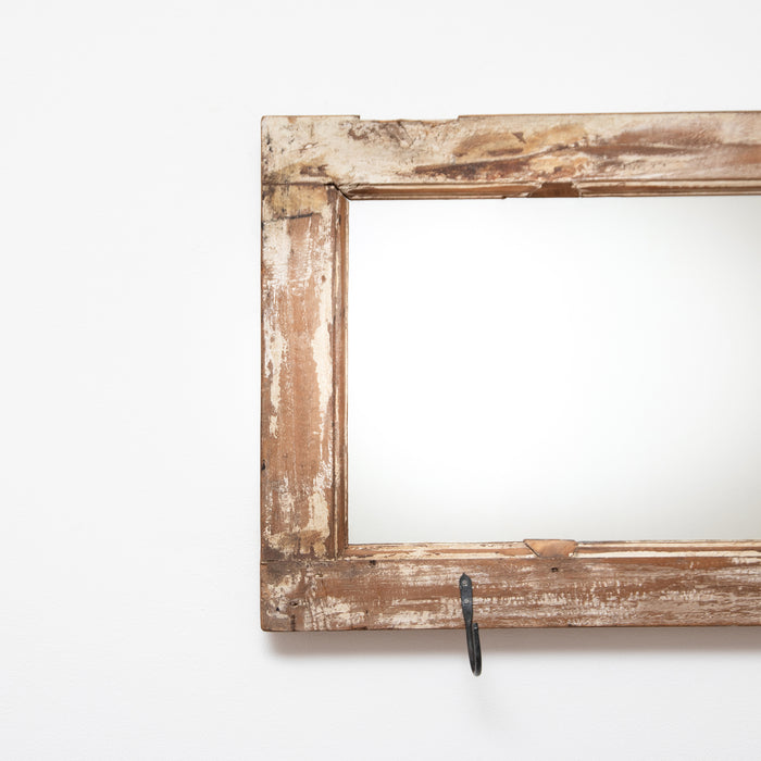 Old Window Mirror with Hooks
