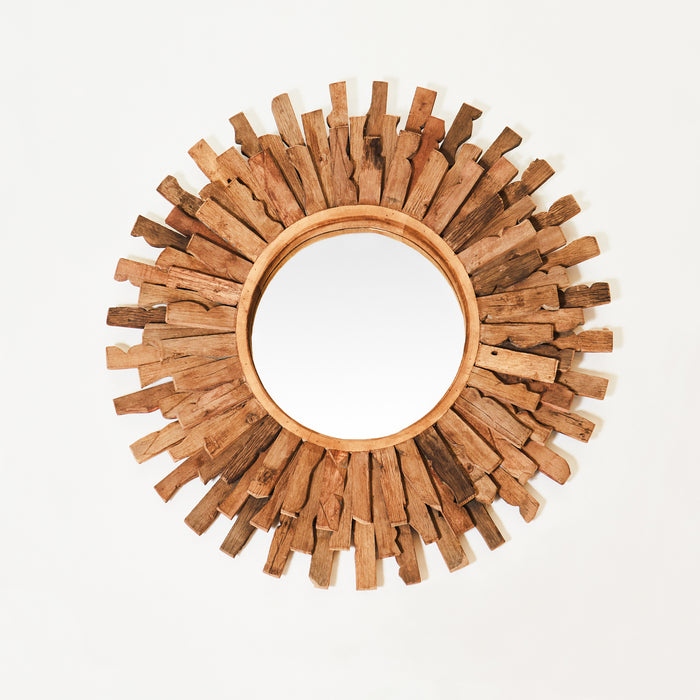 Sunburst Wooden Mirror