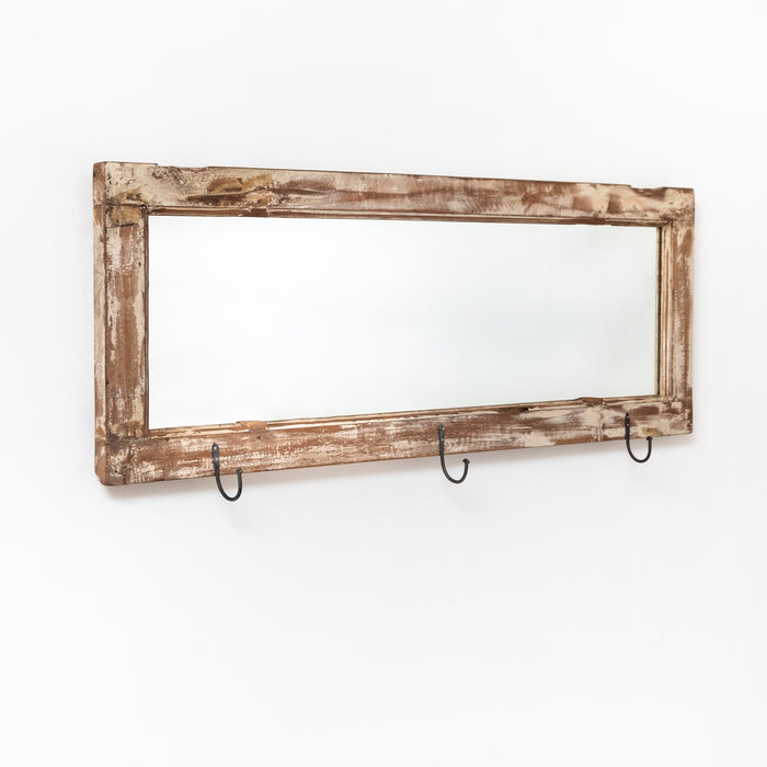 Old Window Mirror with Hooks