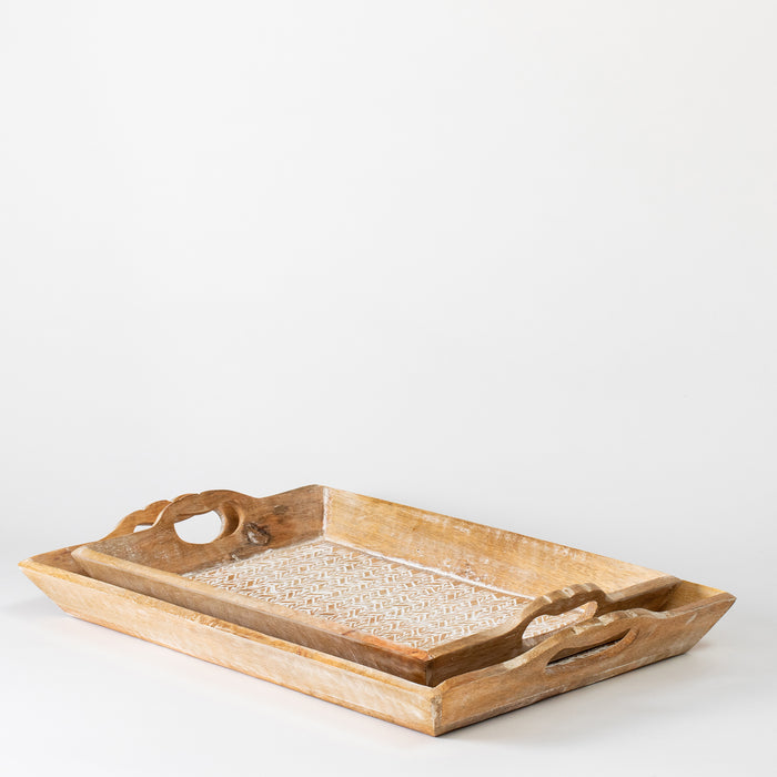 Set of Two Handled Trays - Leaves