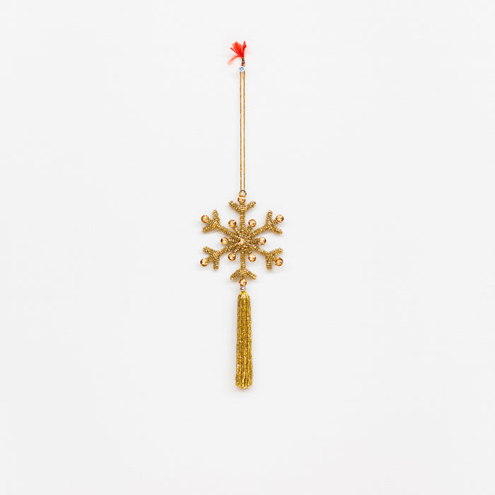 Sm.Snowflake with Tassel - Gold
