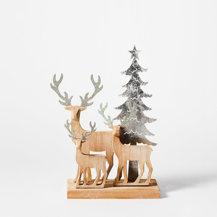 Sm. Metal Reindeers w/ Tree on Base